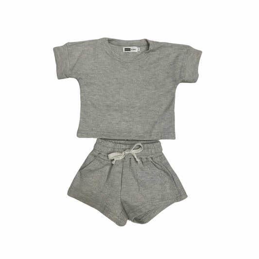 Waffle short set - gray